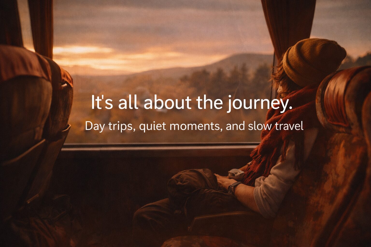 Solo traveler enjoying the bus ride view in a Flixbus going to Germany during a spontaneous day trip